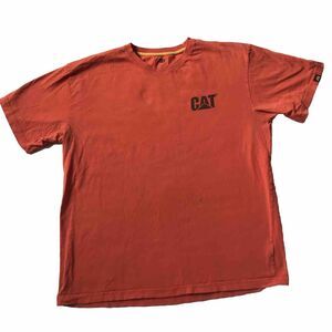 CAT Caterpillar Shirt Men XL Extra Large Orange Construction Short Sleeve Tee